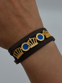 Multi-Row Leather Bracelet Gold Detail Multi-Color