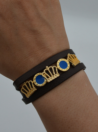 Multi-Row Leather Bracelet Gold Detail Multi-Color