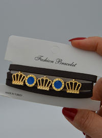 Multi-Row Leather Bracelet Gold Detail Multi-Color