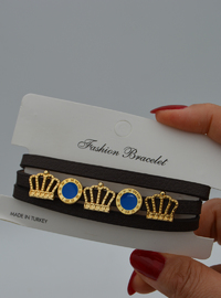 Multi-Row Leather Bracelet Gold Detail Multi-Color
