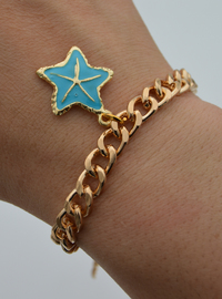 Bracelet Étoile Émail Doré