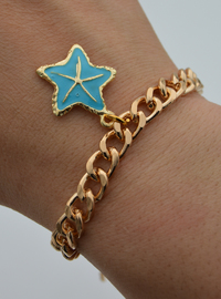 Bracelet Étoile Émail Doré