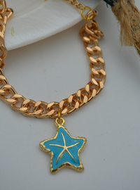 Bracelet Étoile Émail Doré