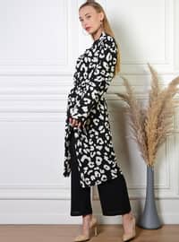 Unlined - Multi - White - Black - Kimono