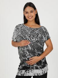 Black - Crew neck - Multi - Maternity Tunic / T-Shirt