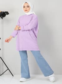 Lilac - Crew neck - Unlined - Knit Tunics
