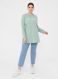 Sea-green - Cotton - Plus Size Sweatshirts
