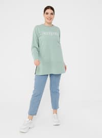 Sea-green - Cotton - Plus Size Sweatshirts