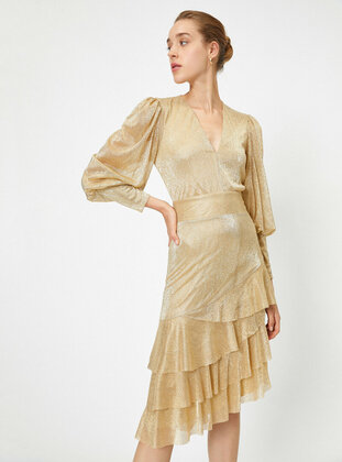 Gold - Modest Dress - Koton