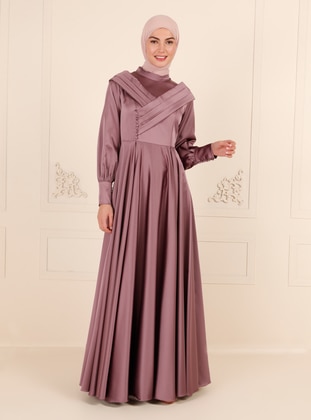 Lilac - Fully Lined - Crew neck - Modest Evening Dress - Puane