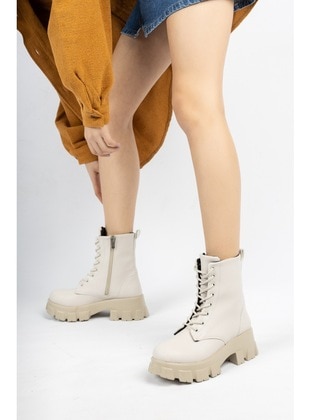 Beige - Boots - Moda Değirmeni