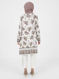 Natural Fabric Patterned Tunic Brown