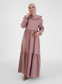 Dusty Rose - Round Collar - Unlined - Modest Dress