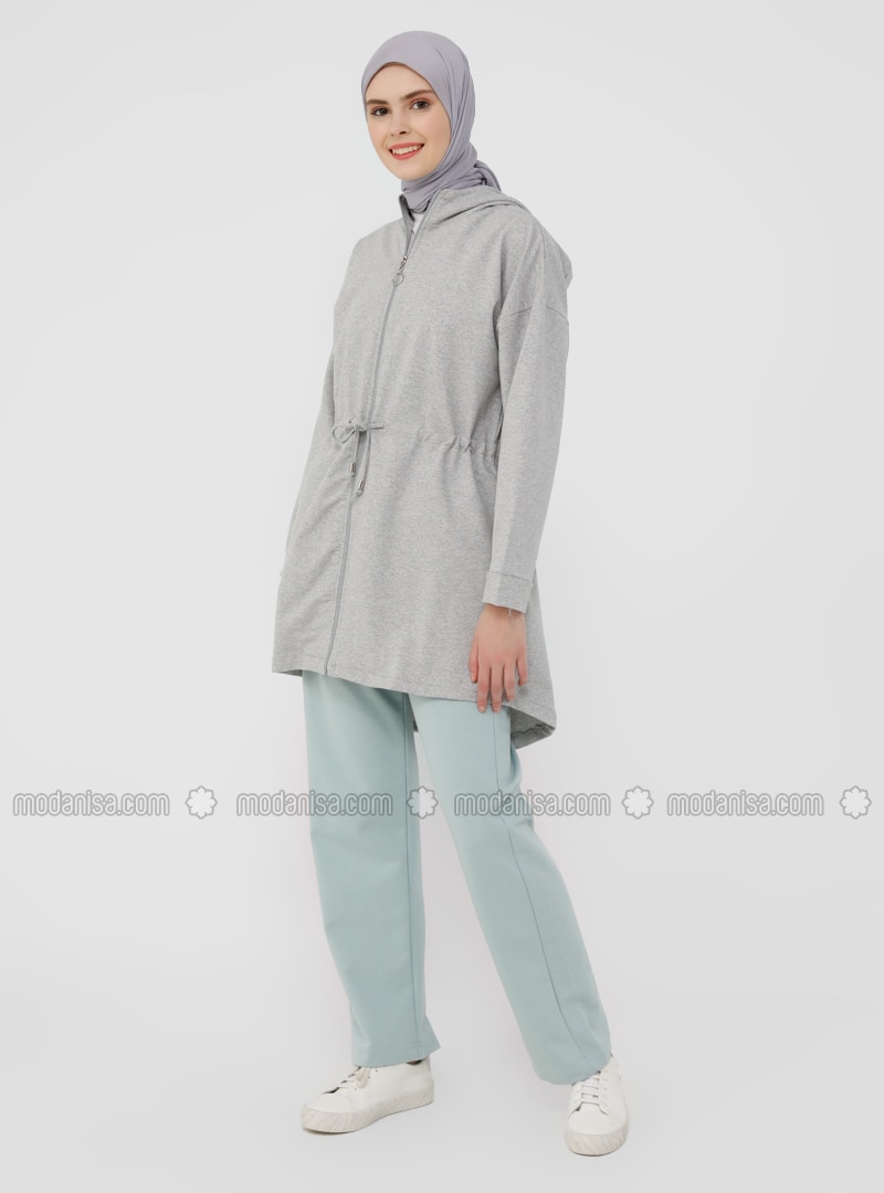 Gray - Unlined - Cotton - Topcoat