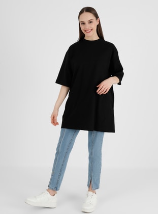 Oversize Pattern T Shirt Black