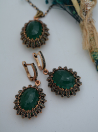Smaragd Stein Schmuck Set - Bronze