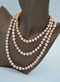 Collier Long Perles Roses - Rose