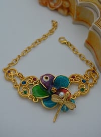 Bracelet Fleur Plaqué Or Doré