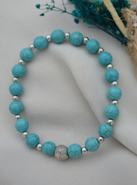 Turquoise Bead Bracelet Silver
