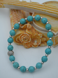Turquoise Bead Bracelet Silver