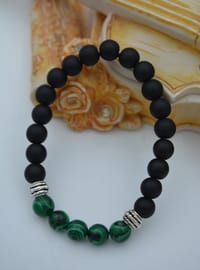 Bracelet Onyx & Malachite Vert