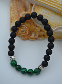 Bracelet Onyx & Malachite Vert