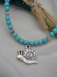 Collier Escargot Perles Turquoise Turquoise