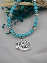 Collier Escargot Perles Turquoise Turquoise