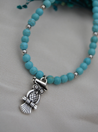 Collier Pendentif Hibou Turquoise