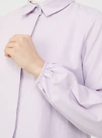 Lilac - Point Collar - Cotton - Blouses