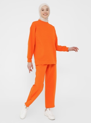 Crew neck - Orange - Cotton - Sweat-shirt - Refka