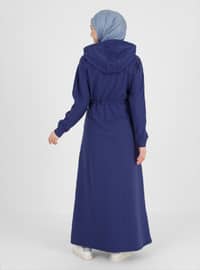 Navy Blue - Unlined - Cotton - Modest Dress