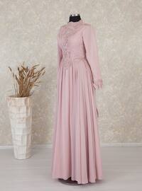 Powder - Fully Lined - Crew neck - Modest Evening Dress