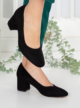 High Heel Shoes Black Suede