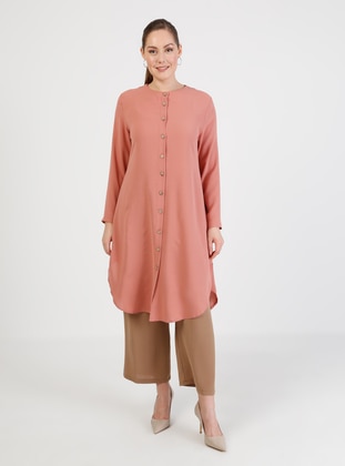Dusty Rose - Point Collar - Plus Size Tunic
