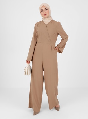 Relaxed Fit Jumpsuit With Pockets Mink