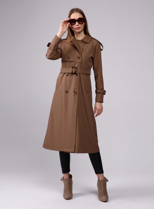 Button Detailed Trenchcoat Mink