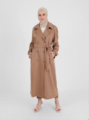 Brown - Unlined - Point Collar - Topcoat - Refka