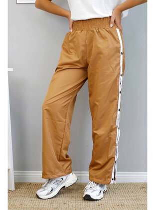 Sweatpants With Side Snap Fasteneds/Camel