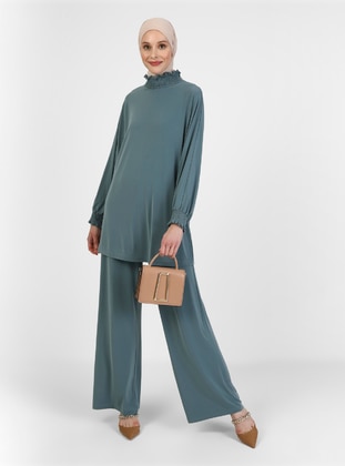 Green Almond -  - Unlined - Lined Collar - Suit - Refka