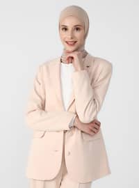 Beige - Fully Lined - Shawl Collar - Jacket