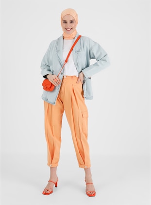 Orange - Cotton - Pants - Refka