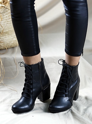 Black - Boot - High Heel Boots - Boots - Pembe Potin