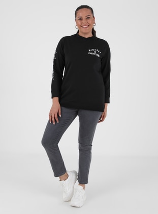 Black - Plus Size Sweatshirts - Alia