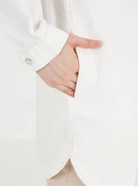 Doğal Kumaşlı Çıtçıtlı Kot Tunik - Off White