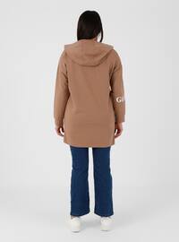 Plus Size Hooded Tunic Chocolate Brown