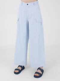 Blue - Denim - Cotton - Pants