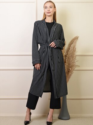 Unlined - Stripe - Black - Cotton - Kimono - Pinkmark