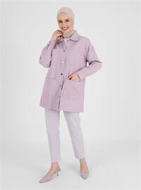 Lilac - Unlined - Point Collar - Denim - Cotton - Topcoat