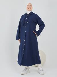 Navy Blue - Unlined - Plus Size Coat